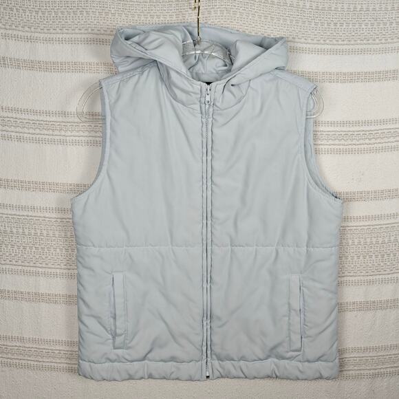 Gap Powder Blue Hooded Puffer Vest with Pockets Size M - Picture 2 of 9